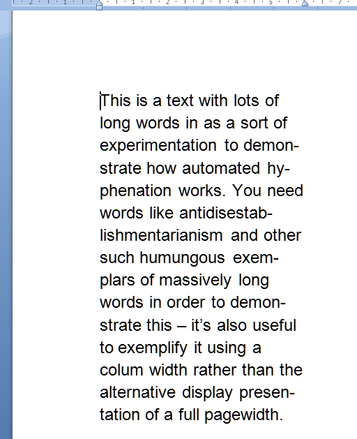 turn on automatic hyphenation in word 2010